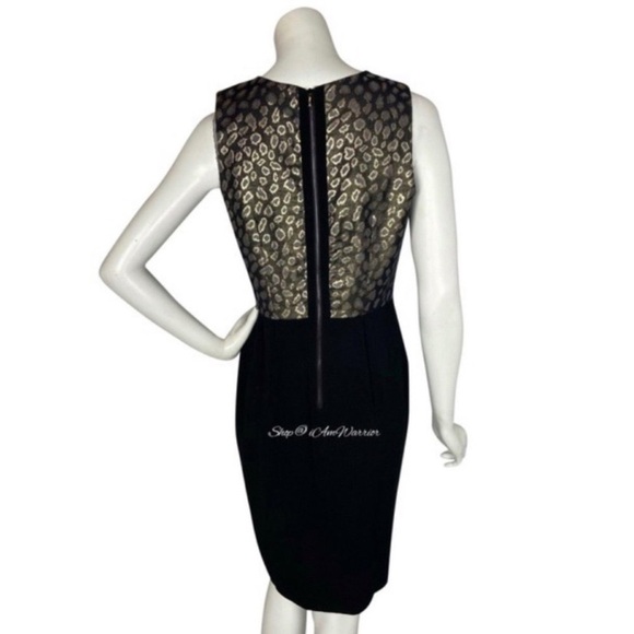 Ann Taylor leopard jacquard black sleeveless sheath dress *shop@iamwarrior - Picture 4 of 9